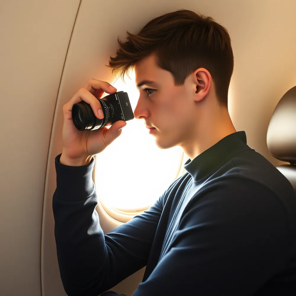 Driver photographing out of a jet window
