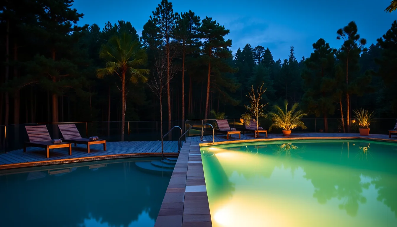 Pool terrace at blue hour